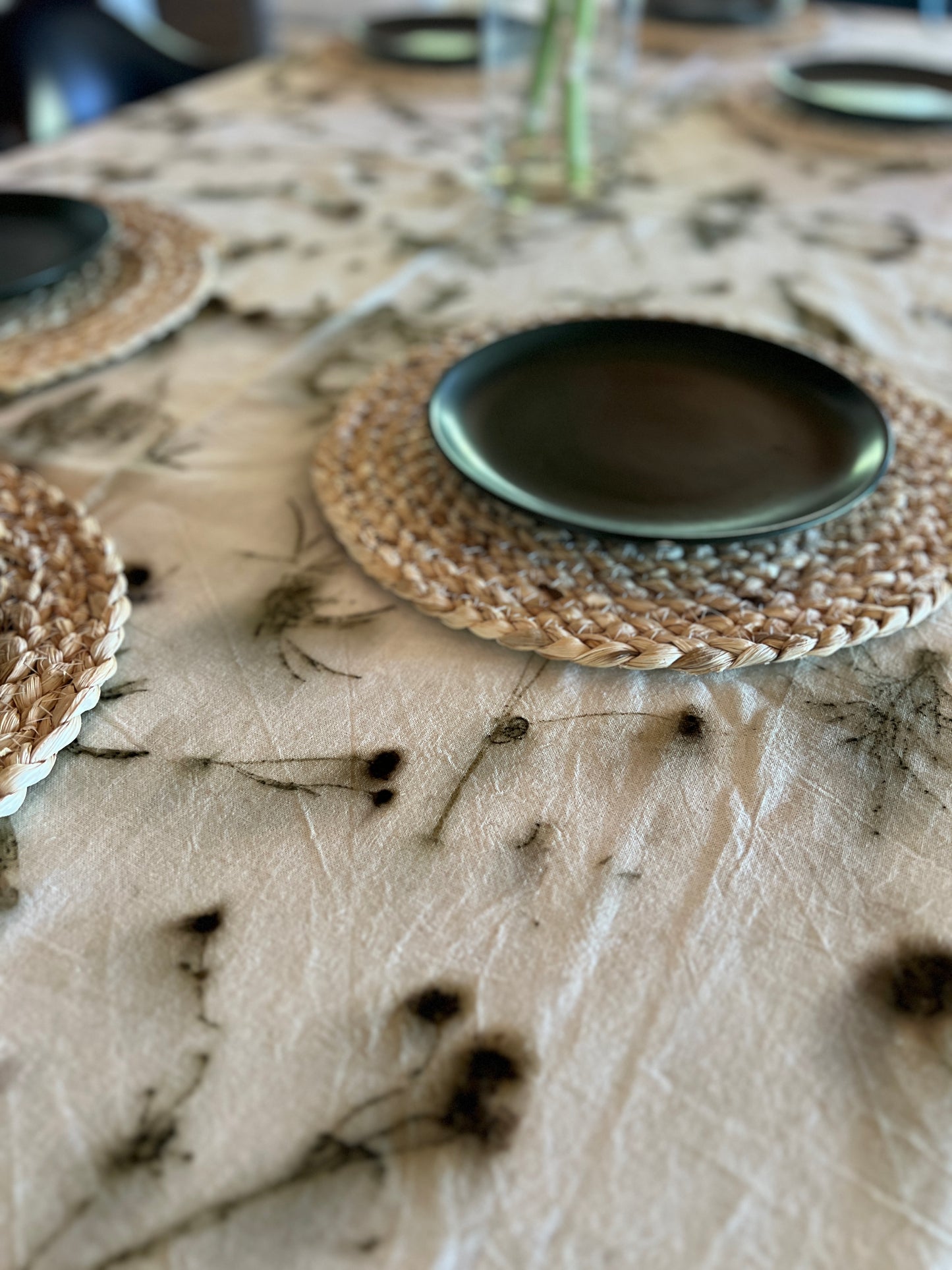 Eco-Printed Cotton Tablecloth – Coreopsis